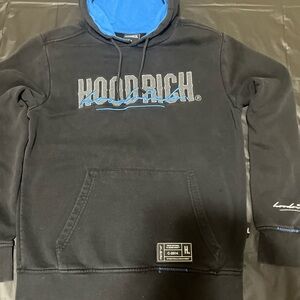 Hoodrich Black Hoodie Embroidered Logo something to nothing collection